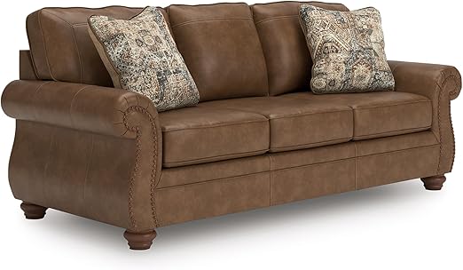Queen Faux Leather Sofa Sleeper with Memory Foam Mattress