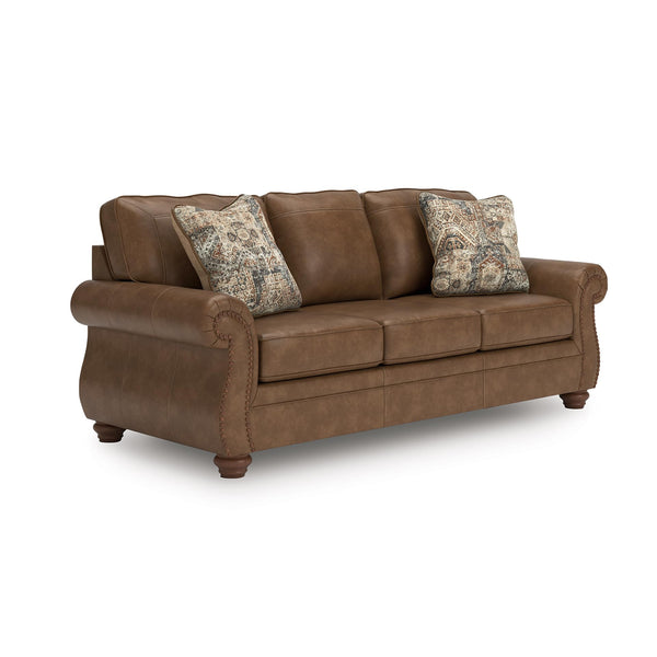 Queen Faux Leather Sofa Sleeper with Memory Foam Mattress