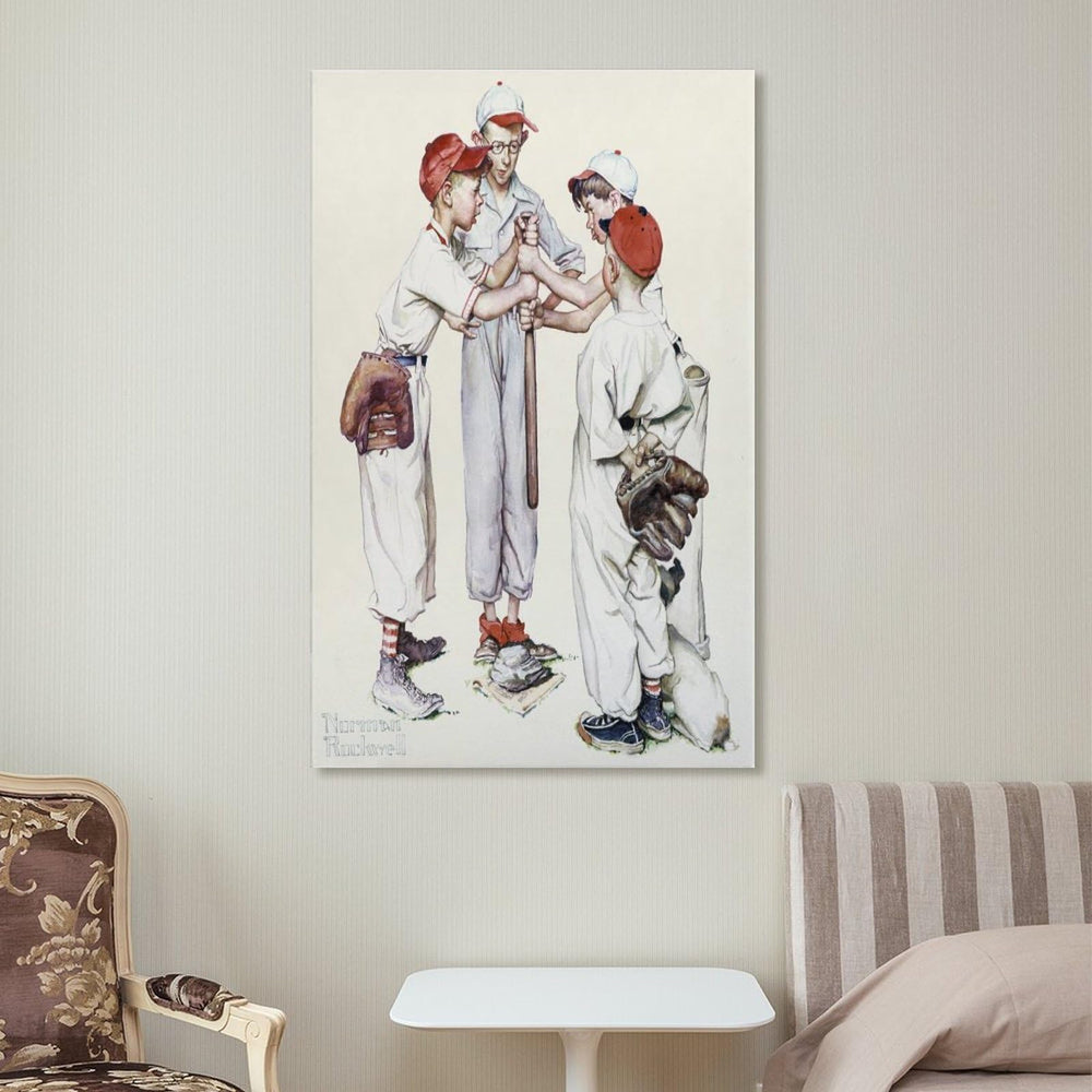 Norman Rockwell Four Sporting Boys Framed Canvas Print 20x30