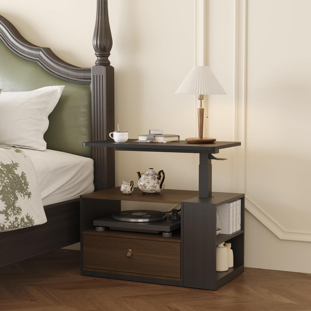 Height Adjustable Mobile Standing Desk with Storage