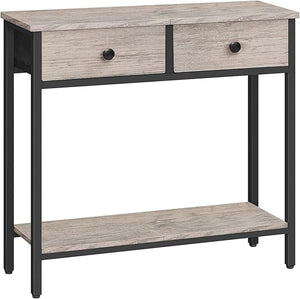 Narrow Console Table with 2 Fabric Drawers & 2-Tier Storage Shelves