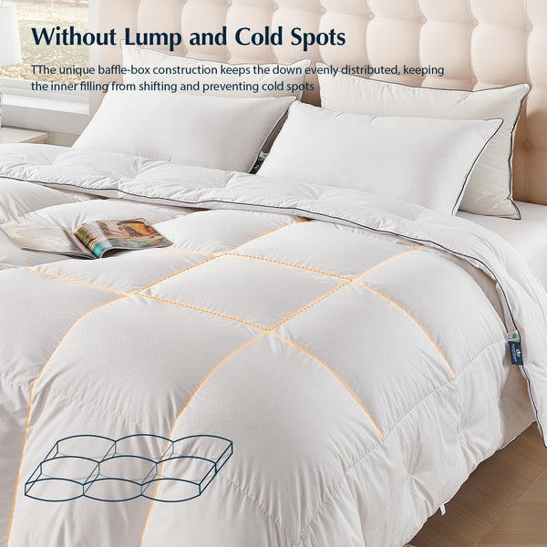 White Goose Down Comforter – All Season Baffle Box Duvet Insert