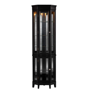Lighted Corner Curio Cabinet with Glass Shelves