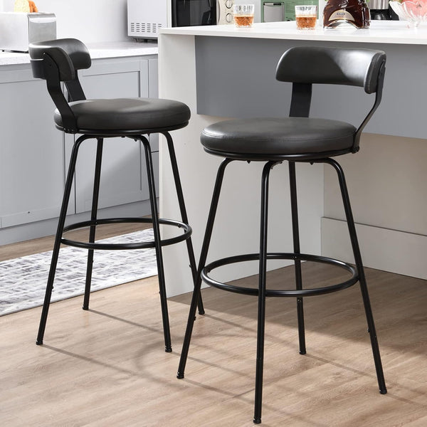 Swivel Counter Height Bar Stools Set of 2 with Back