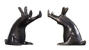 Cast Iron Pushing Rabbits Bookends Pair
