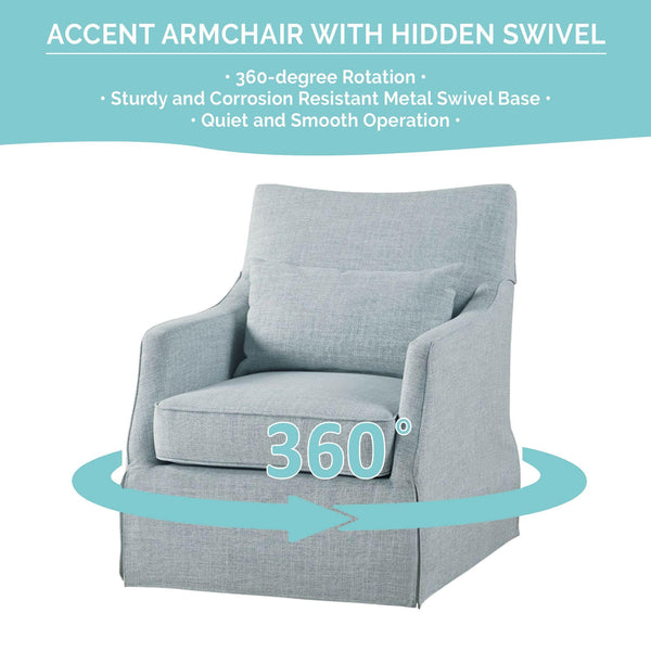 Skirted Swivel Accent Chair with Lumbar Pillow