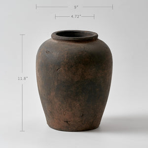 Brown Ceramic Oval Vase – Farmhouse & Zen Décor