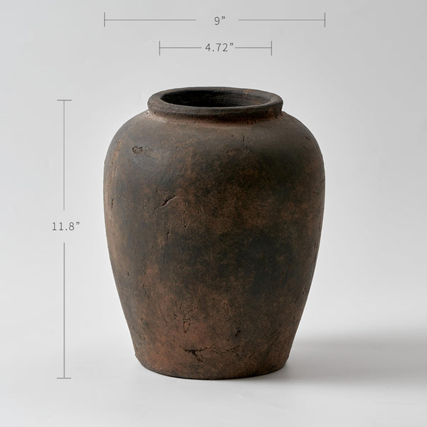 Brown Ceramic Oval Vase – Farmhouse & Zen Décor