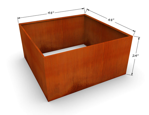 Large Square Corten Steel Raised Garden Bed Planter Box