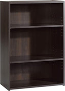 3-Shelf Freestanding Bookcase with Adjustable Shelves