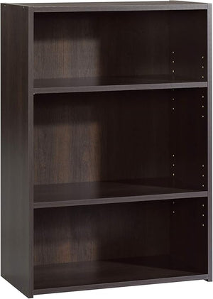 3-Shelf Freestanding Bookcase with Adjustable Shelves