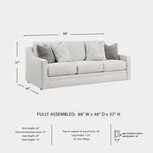 Contemporary Light Gray Sofa with Accent Pillows