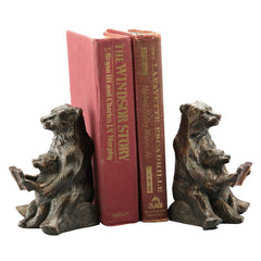 Cast Iron Bear Bookends Mom and Cub Reading Decorative Book Holders