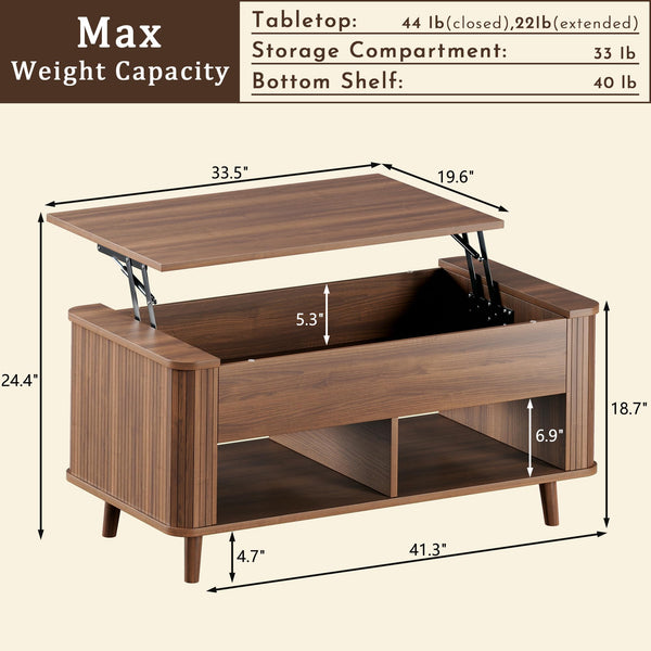Lift-Top Coffee Table with Hidden Storage