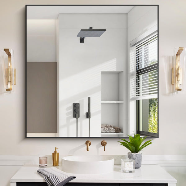 42 Inch Square Wall Mirror with Metal Frame