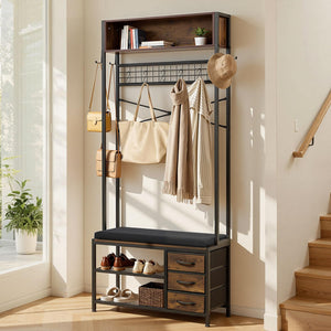 Hall Tree with Bench & Shoe Storage