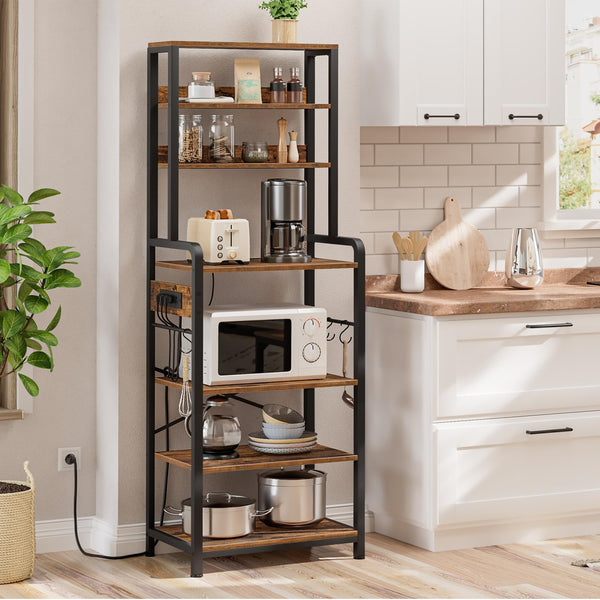7-Tier Baker's Rack with Power Outlets & Microwave Stand