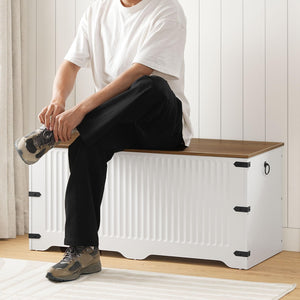 Farmhouse Storage Bench with Safety Hinge Lid