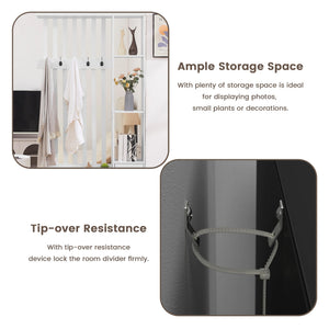 Room Divider with Shelves, Storage Cabinet & Coat Rack