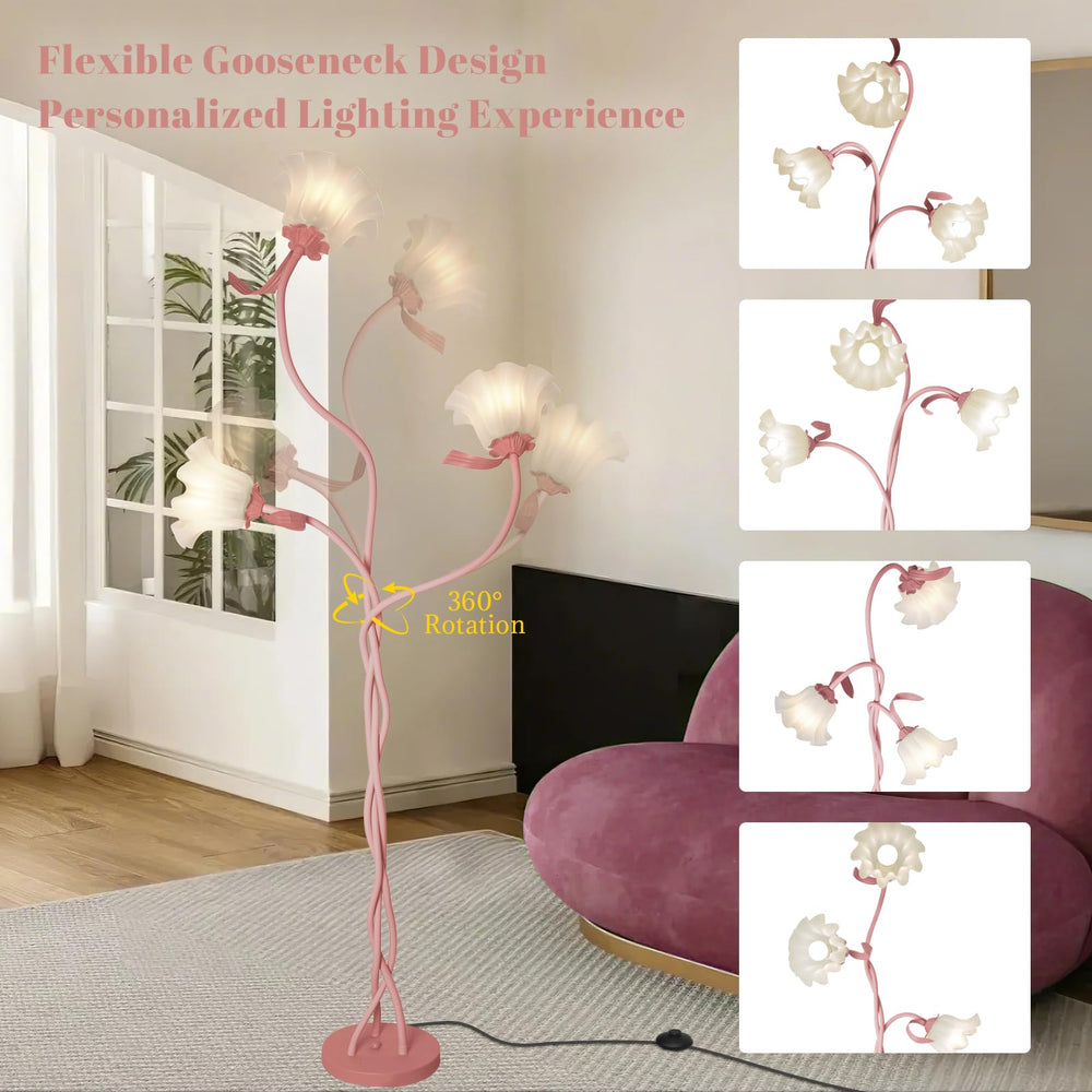 Flower Gooseneck Floor Lamp with 3 Color Temperatures