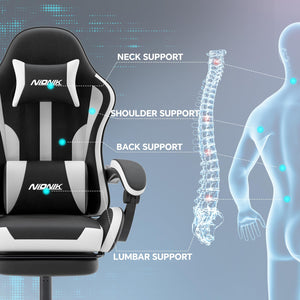 Ergonomic Gaming Chair with Footrest & Lumbar Support
