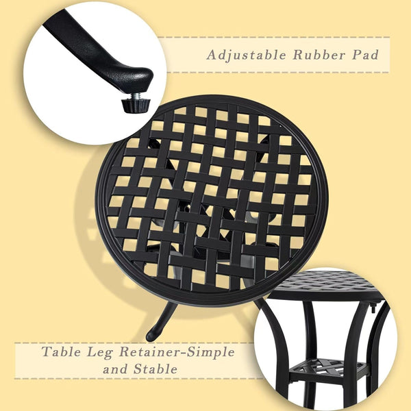 Cast Aluminum Round Outdoor Side Table Set of 2