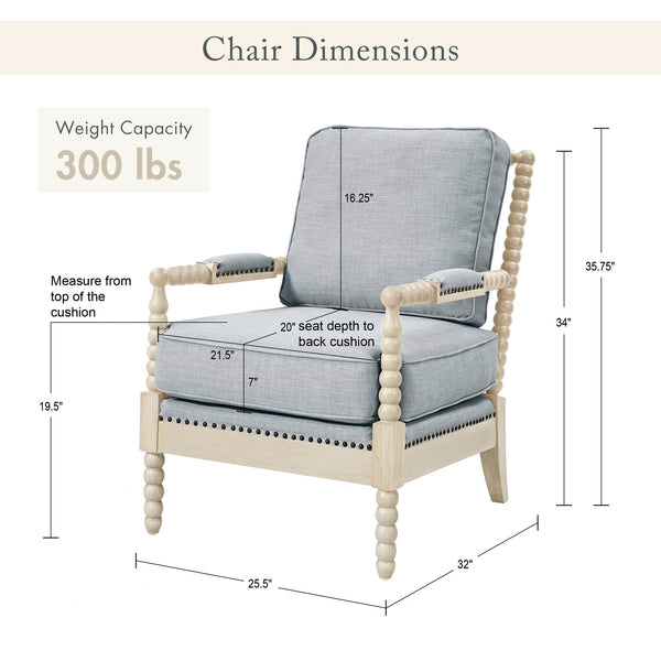 Bobbin Accent Armchair | Open-Back Spindle | Upholstered Seat