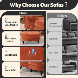 Indoor Chaise Lounge Chair — Upholstered Single Sofa for Bedroom & Living Room