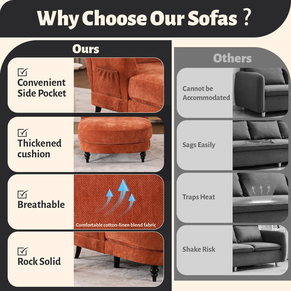 Indoor Chaise Lounge Chair — Upholstered Single Sofa for Bedroom & Living Room