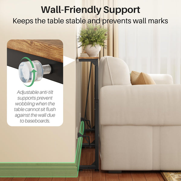 Extra Long Behind Couch Console Table with Power Outlets