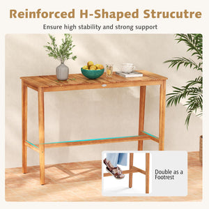 Acacia Wood Outdoor Bar Table 54" x 22" x 38"