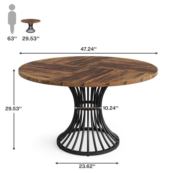 47-Inch Round Dining Table with Metal Base