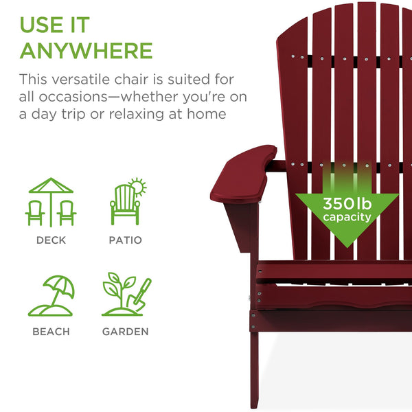 Folding Adirondack Chair – Outdoor Wood Lounge Chair