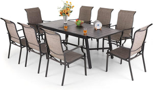 9-Piece Outdoor Patio Dining Set with Swivel Chairs and Extendable Table