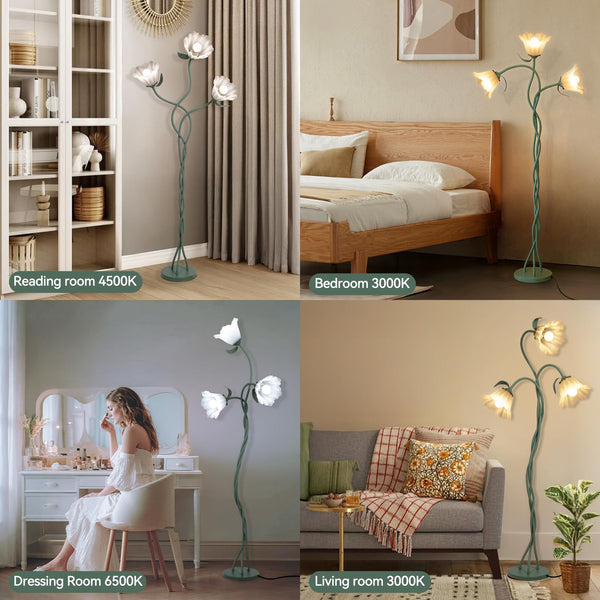 Vintage 3-Head Flower Floor Lamp