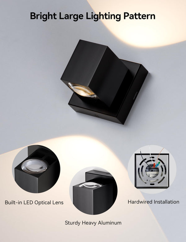 Square LED Wall Sconce – Dimmable Indoor Hardwired Up Down Light