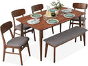 6-Piece Mid-Century Modern Dining Set with Bench