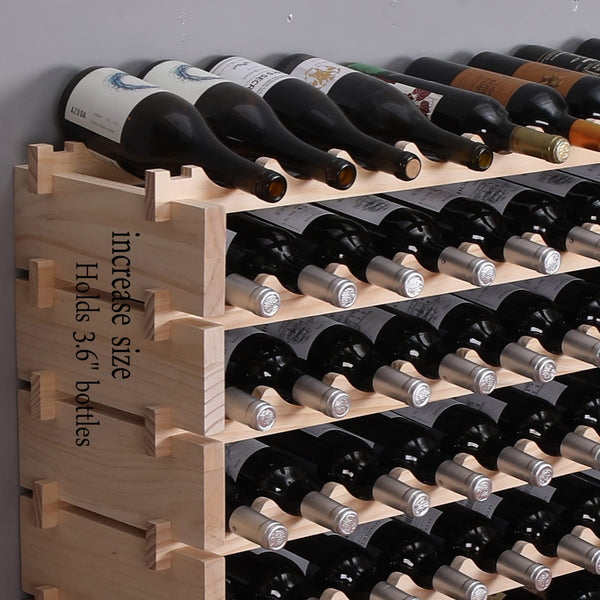 Freestanding Pine Wood Wine Rack – 120 Bottle Modular Storage