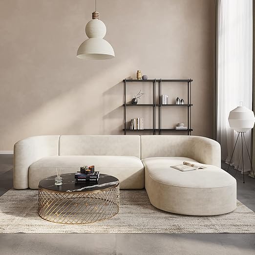 Modern Velvet Sofa Couch with Deep Seating