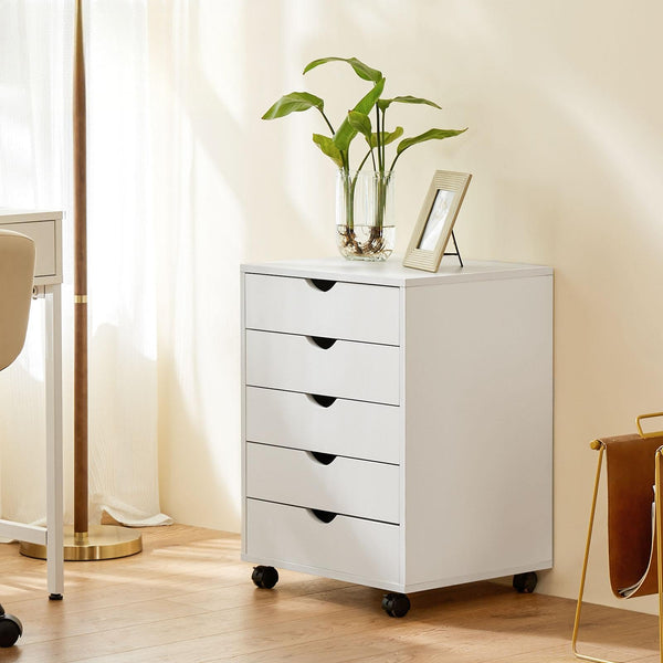 5 Drawer Chest with Wheels – Wood Storage Cabinet