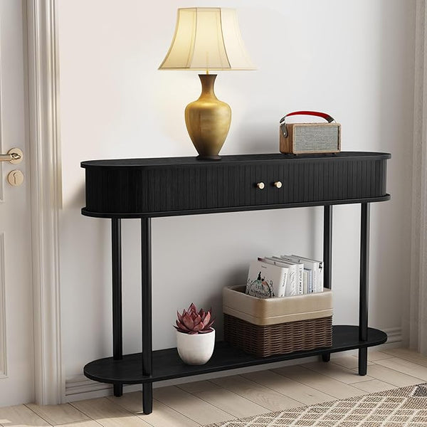 Modern 47.2" Console Table with Tambour Door Storage