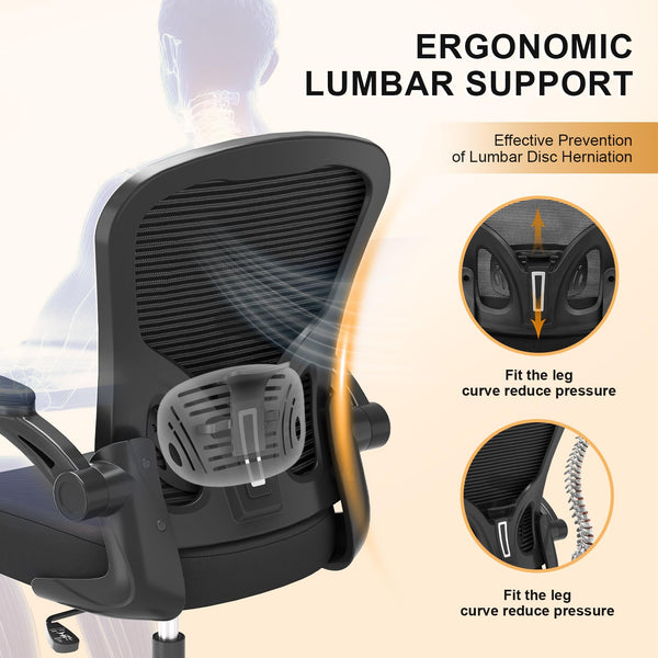 High Back Mesh Ergonomic Office Chair with Flip-Up Arms