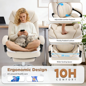 Ergonomic Reclining Office Chair with Footrest