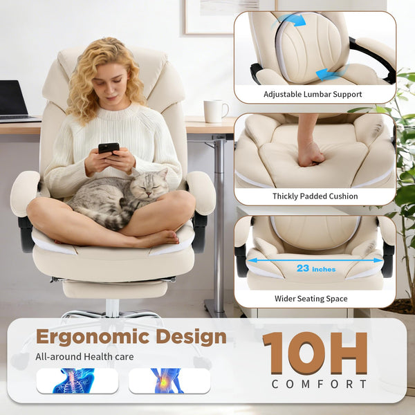 Ergonomic Reclining Office Chair with Footrest