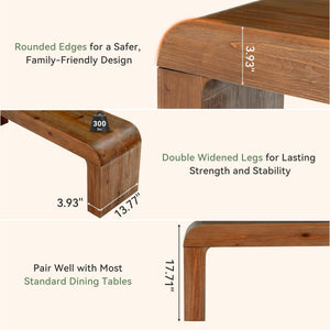 Solid Wood Dining Bench 55-Inch | Indoor Entryway & Bedroom Bench