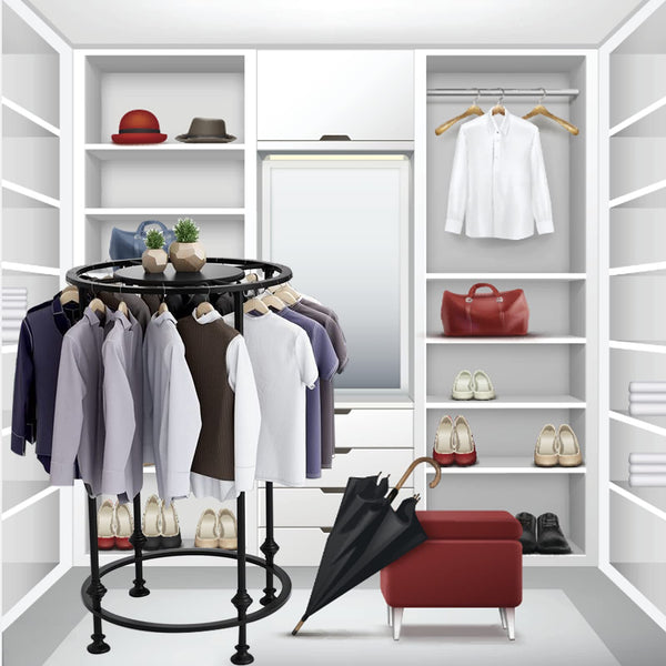 Round Rotating Garment Rack with Topper