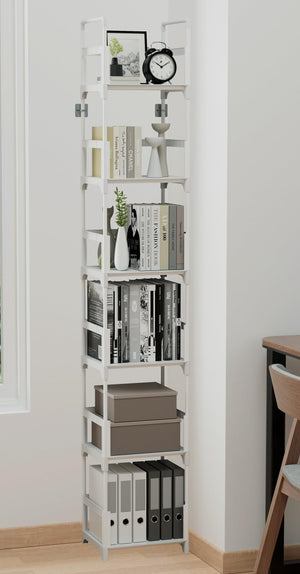 Metal Frame Narrow Bookshelf with Plastic Shelves – 3 Tier & 6 Tier