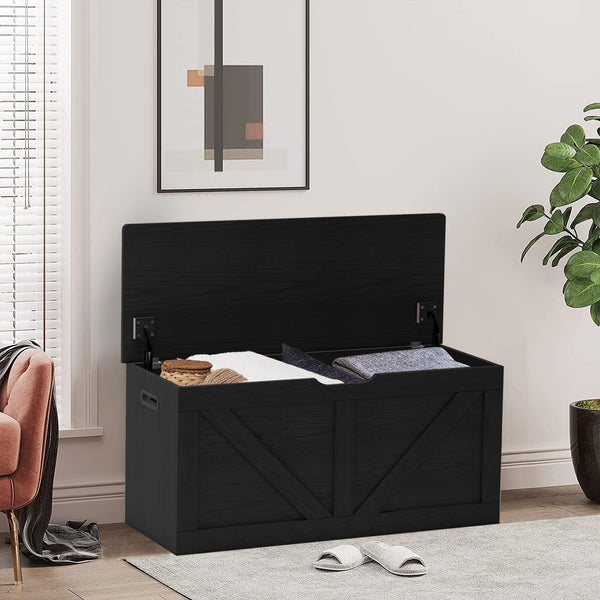 Storage Bench 39.4 Inch with Safety Hinges and Lid