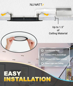 6-Inch Black LED Recessed Lighting 12-Pack 5CCT Dimmable Canless Wafer Light