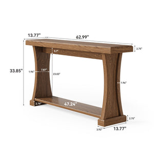 63-Inch 2-Tier Console Table with Storage Shelves